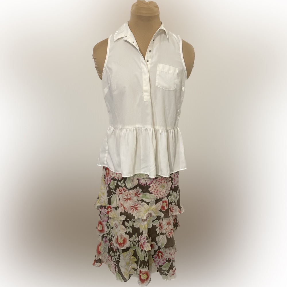 Context Silk Layered Floral Skirt